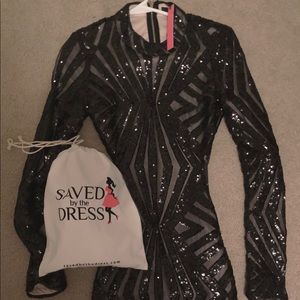 Black backless sequin dress